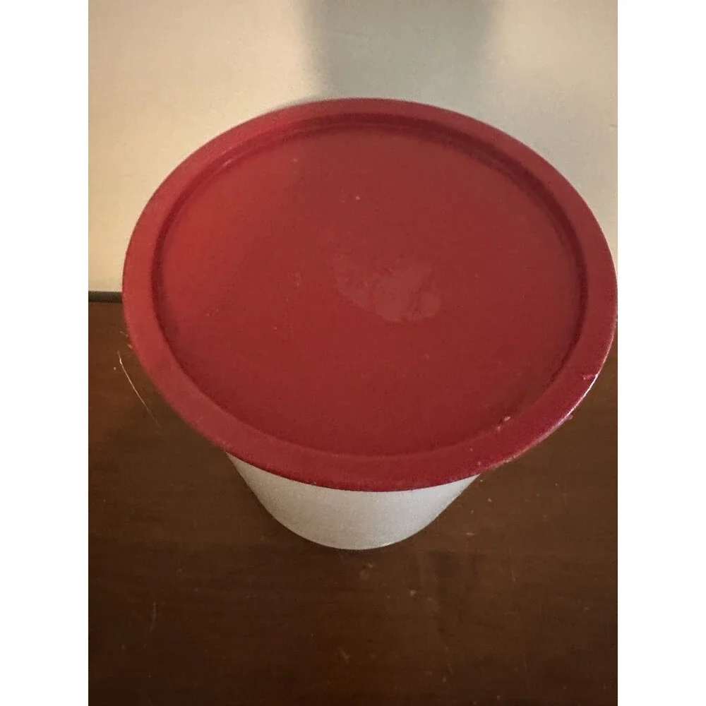4-Tupperware One Touch Nesting Canisters Set w/ Red Lids 2416B 24188 24200 2422B